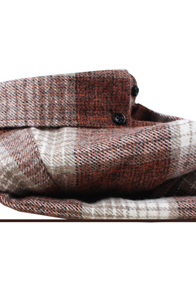 Varetta Ανδρικό καφέ χοντρό χειμωνιάτικο καρό πουκάμισο ξυλοκόπος – Φαρδιά εφαρμογή με τσέπες Φθινοπωρινό και χειμερινό πουκάμισο με τάση