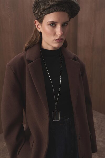 Hooopstore Kaşe Blazer Koyu Kahve Ceket