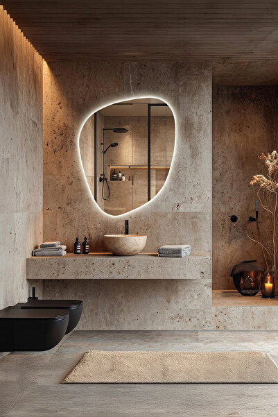 BAUPOR Soho LED Işıklı Banyo Duvar Aynası – Şık Dekoratif Aydınlatmalı Ayna