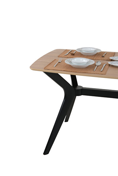 PLASMOB 80X120 MDF Mutfak Masası (Sadece Masa) Salon Masası Balkon Masası Viktoria Serisi-Ceviz/Siyah