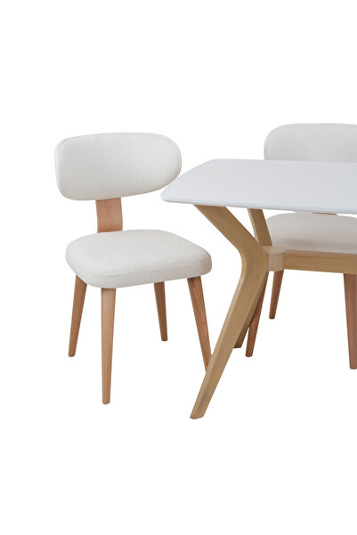 PLASMOB 80X120 MDF Mutfak Masası (Sadece Masa) Salon Masası Balkon Masası Viktoria Serisi-Beyaz/Ceviz