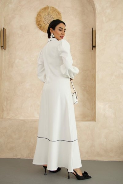 suphias Atlas Fabric Long Dress with Bow
