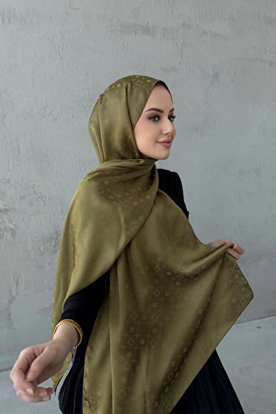 Byedauzunlar Yeşil Liya Desenli İpeksi Jakar Şal