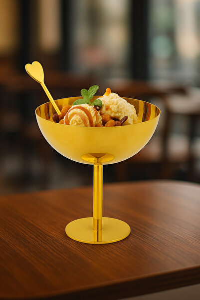 YDGR Stylish and Durable Stainless Steel Ice Cream & Dessert Bowl with Heart Spoon