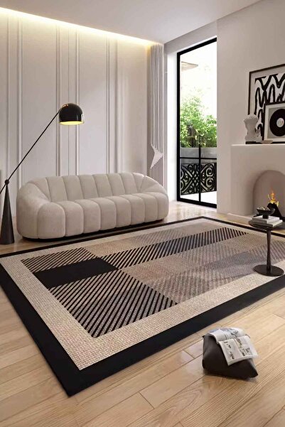 Decomia Home Dijital Kaymaz Yıkanabilir Koyu Gri Salon Halısı Mutfak Halısı K...