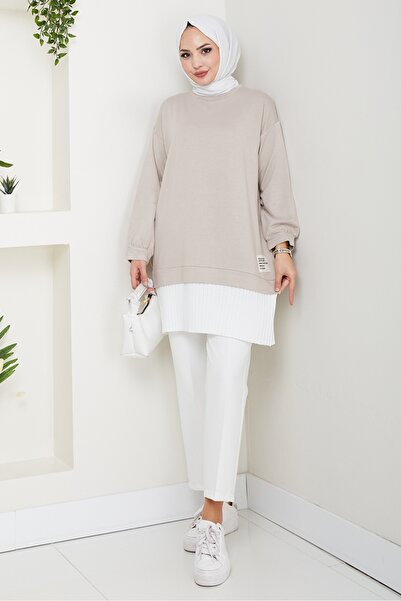 Bestenur Arma Detail Pleated Tunic 1627 - Stone