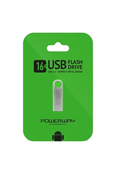 POWERWAY ذاكرة فلاش USB 2.0 معدنية سعة 16 جيجابايت