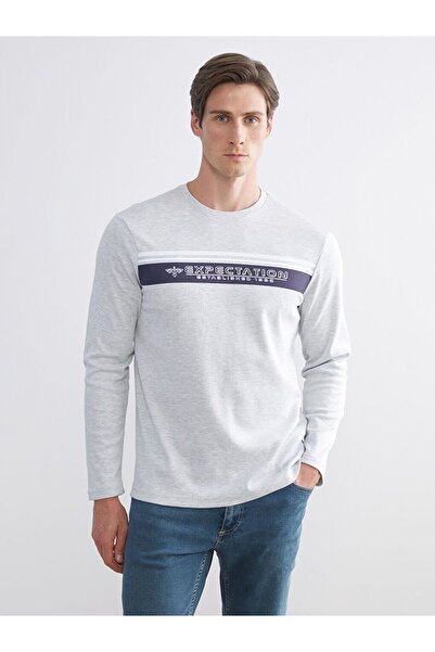 LC Waikiki Beige Crew Neck Printed Men's Sweatshirt