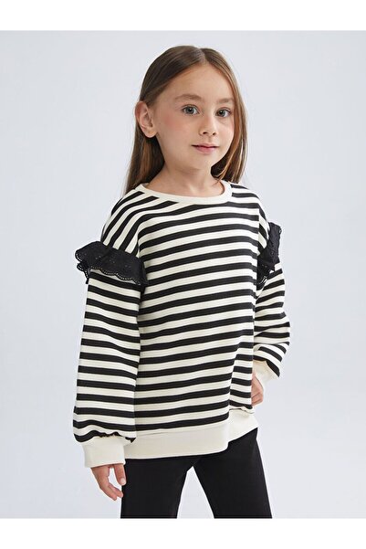LC Waikiki Crew Neck Striped Girl's Sweatshirt