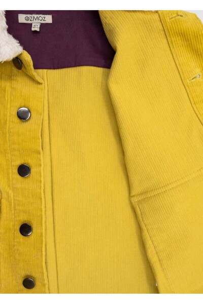 Ozmoz By Mukadder Özden Corduroy Mustard Yellow Sport Cut Winter Boys' Jacket
