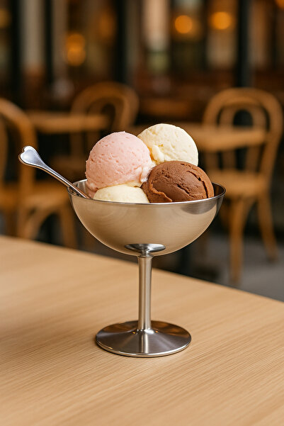 YDGR Stylish and Durable Stainless Steel Ice Cream & Dessert Bowl with Heart Spoon