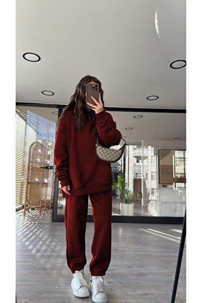 Baybay KADIN 3 İPLİK OVERSİZE KAPÜŞONLU EŞOFMAN TAKIMI