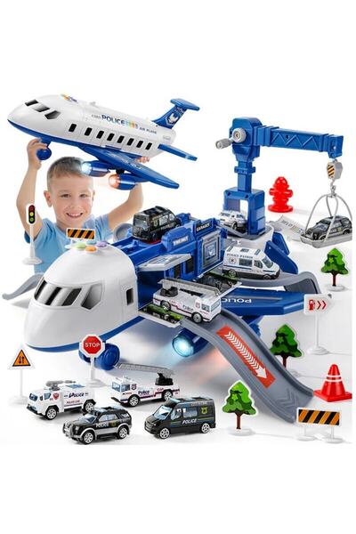 Stator Interactive police plane with LEDs, Set of 5 cars U774