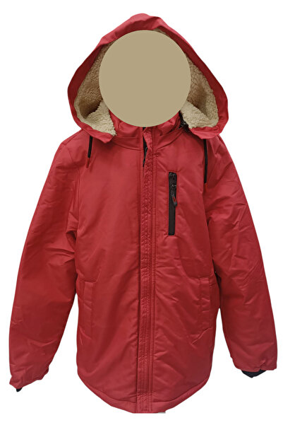 İrem Çocuk Giyim معطف أحمر اللون للفتيات/الأولاد مع جيب أمامي بسحاب وغطاء رأس...