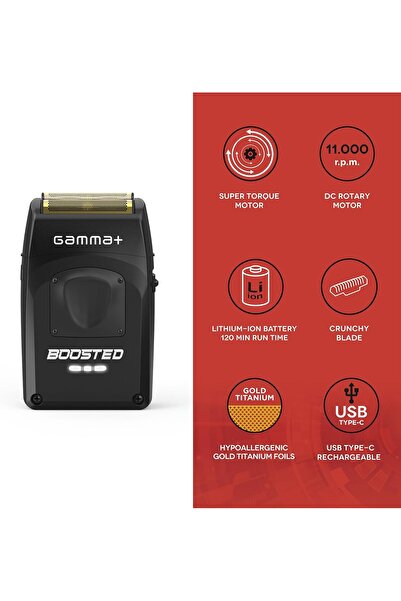 Gamma Piu GAMMA+ Boosted Electric Shaver Beard and Hair with 3 Blades, Men's Electric Shaver Cordless Shaver,