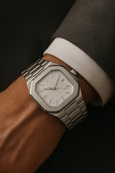 Louis Genessio Premium Quartz Steel Calendar Silver&White Men's Wristwatch