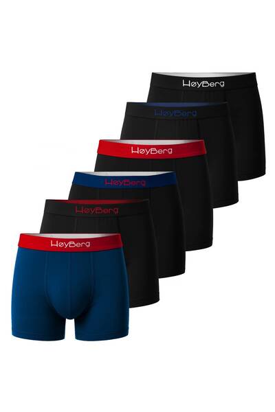 HøyBerg Boxeri bărbătești din bumbac, stil scandinav, cu logo, set de 6