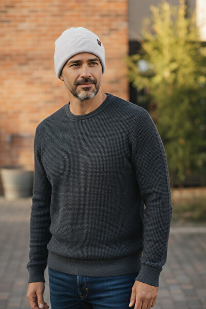 luismorro Men's Knitted Winter Beanie Ecru