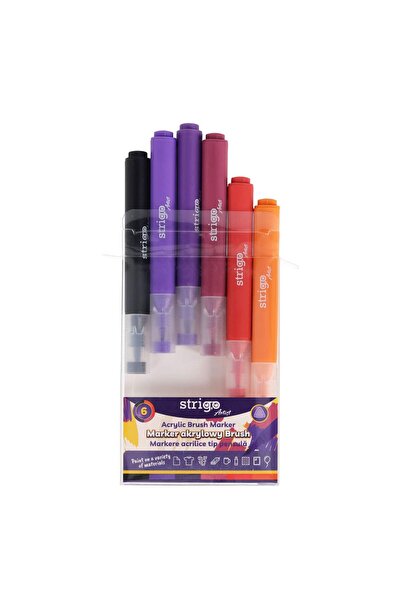 Strigo Acrylic brush markers, 6 colors SSC434