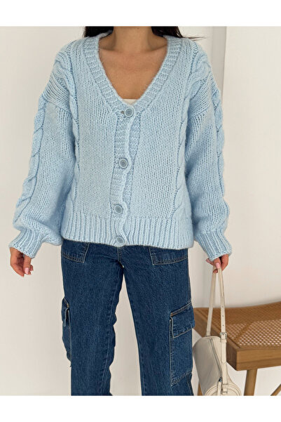 Dumy Nostalgia 4 Button V-Neck Women's Soft Cardigan