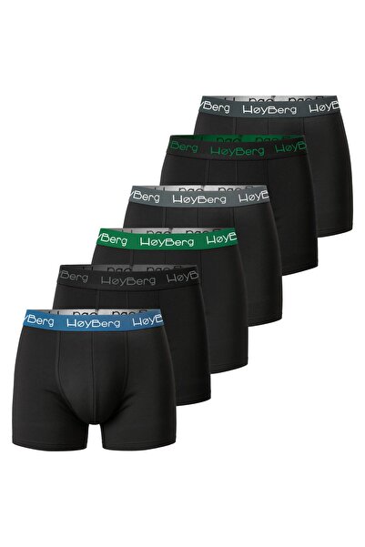 HøyBerg Boxeri bărbătești din bumbac, stil scandinav, cu logo, set de 6