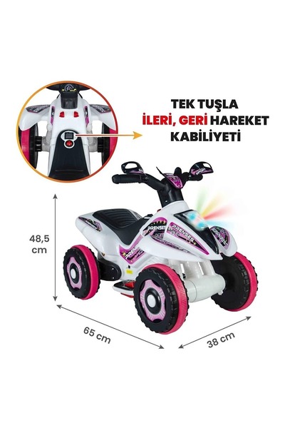 Jusso Led Işıklı Müzikli Akülü Çocuk Atv Akülü Motor Ranger