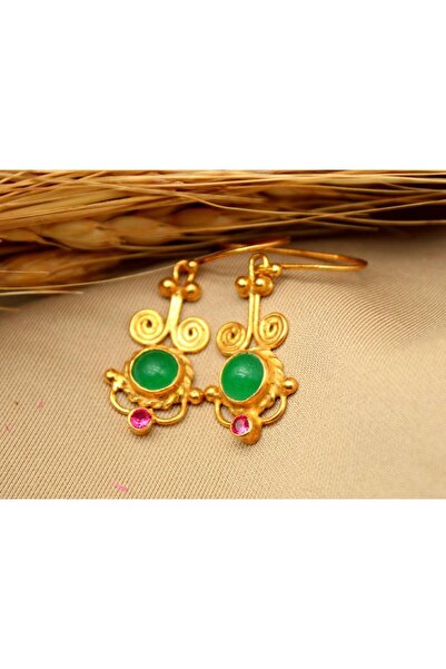 alpsilverart 925 Ayar Gümüş El İşi Otantik Doğal Jade Küpe – Kadınlar İçin Özel Tasarım