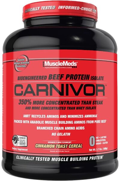 MuscleMeds بروتين لحم البقر كارنيفور المعزول 0 سكر 0 دهون 0 حبوب خبز القرفة 4 رطل 56 حصة