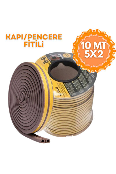 KOÇSAN Yapışkanlı Kapı, Pencere Fitili, Kapı & Pencere Bandı Contası, Kahve 10 mt (5x2mt)