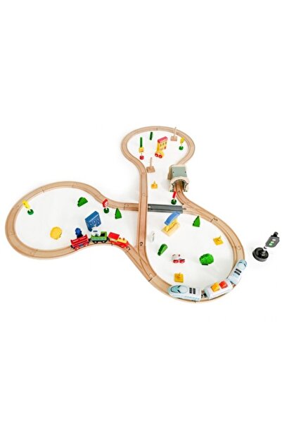 bigshot Set Trenulet de Jucarie, BSHM015147, din Lemn, cu Baterii, 69 Piese, Multicolor