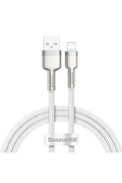 Baseus Cablu USB-Lightning cu încărcare rapidă Cafule Metal, 2.4A, 1 m, alb