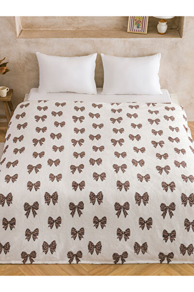 LC Waikiki Leopard Bow Patterned Welsoft Double Blanket
