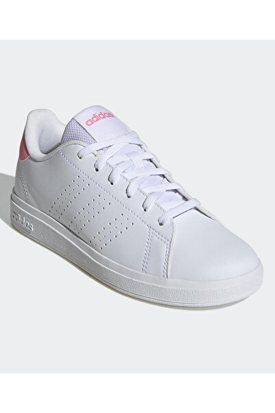 adidas Advantage Base 2.0 Lace Up Sneakers - White & Pink