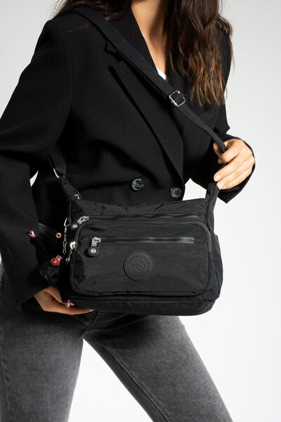 Sanmorris Women's Black Parachute Fabric Crossbody Shoulder Bag