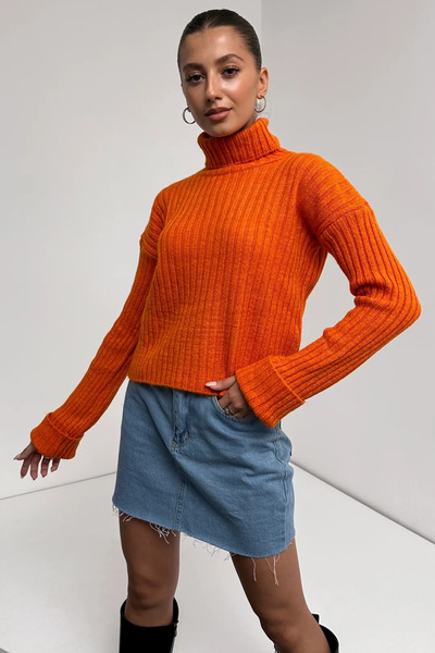 MODA المرأة شريطية منقوشة محكم عارية الذراعين الشتاء تريكو سترة