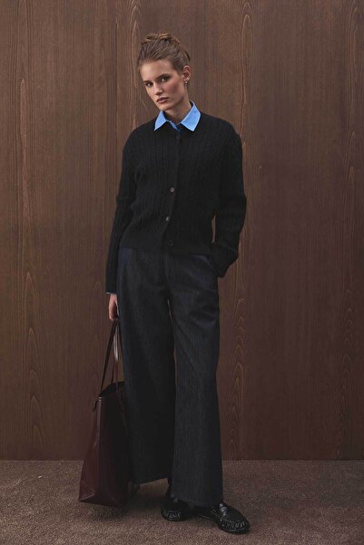 Hooopstore Yüksek Bel Minimal Denim Lacivert Pantolon