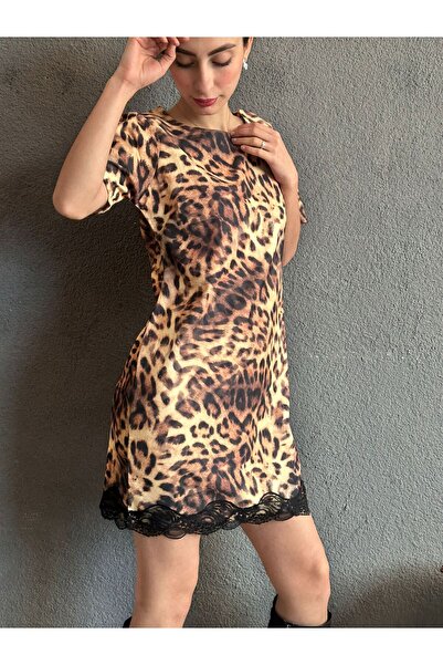 Gönülden Tasarım ROCHIE MINI FEMEI LEOPARD GÜPÜR MĂRIME L/XL 85 CM