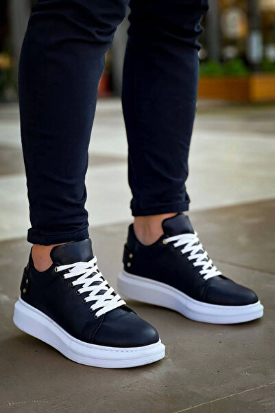 Zerenyus Zrk047 Black Thick Sole Lace-Up Casual Men's Sports Shoes