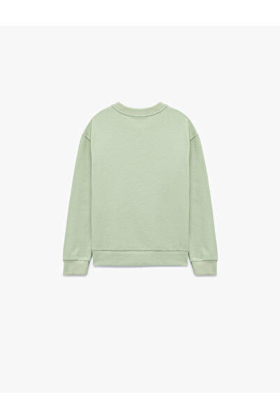 Koton Uzun Kollu Bisiklet Yaka Ayıcık Nakışlı Pamuklu Sweatshirt