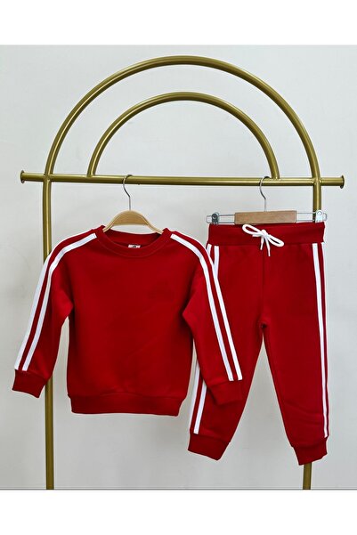 Uğur bebe Red Brushed Fabric Pocketed Soft Children's Tracksuit Set – Comfortable & Stylish Model