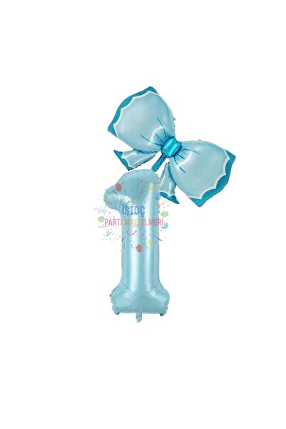 İSTOÇ PARTİ Blue Number Bow Foil Balloon Set Age 1