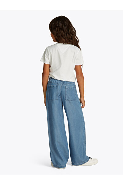 Tommy Hilfiger Girls White Logo Slim Crew Neck T-Shirt