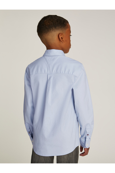 Tommy Hilfiger Boys Breezy Blue Long Sleeve Stretch Oxford Cotton Shirt