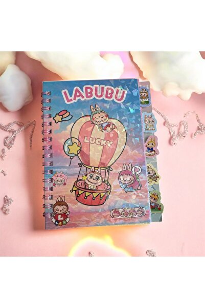 The Cloudish Shop Αυτοκόλλητο Labubu σπιράλ 9 σελίδων, αυτοκόλλητο 12 φύλλων, κάλυμμα ολογράμματος σημειωματάριου