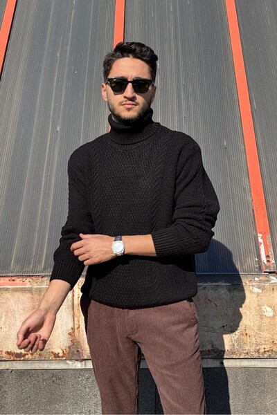 inpool Men'S, Full Turtleneck, Wool, Old Money Culture, Sweater Pltk16