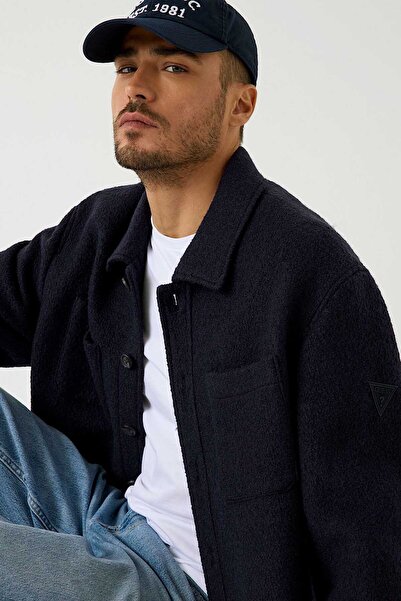 Guess Erkek Furry Gömlek Ceket - Lacivert