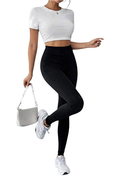 OEM Στενά κολάν με ψηλή μέση, Μαύρο - M