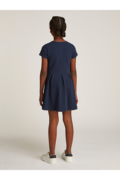 Tommy Hilfiger Girls Dark Night Navy Short Sleeve Stripe Flare Skater Dress