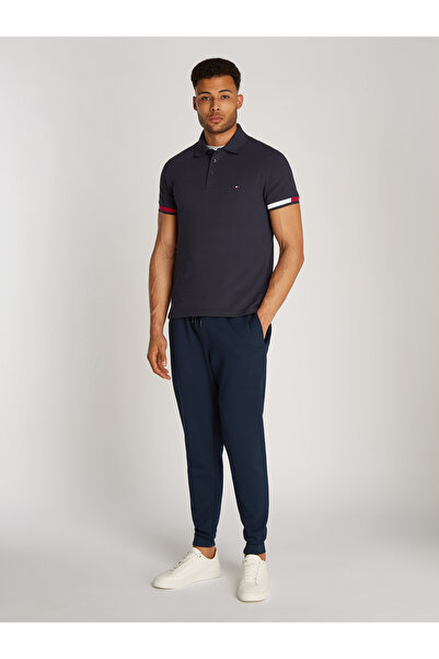 Tommy Hilfiger تي شيرت بولو رجالي بأكمام قصيرة وأساور علم صحراء السماء