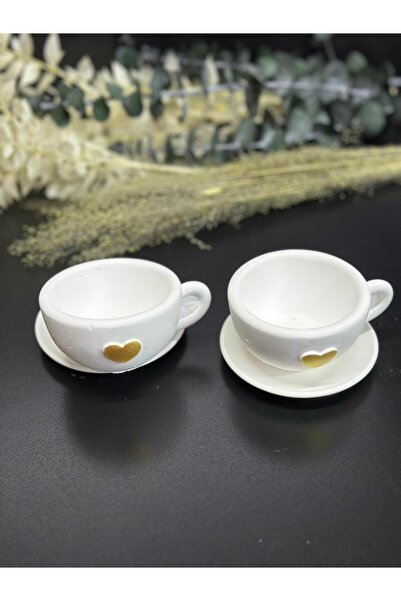 şirinbabatölyesi 2'li taş tozu fincan kahve şeklinde dekoratif aksesuar